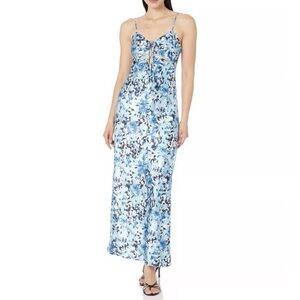 The Drop Revolve Blue Multi Floral Tie Up Maxi Slip Dress